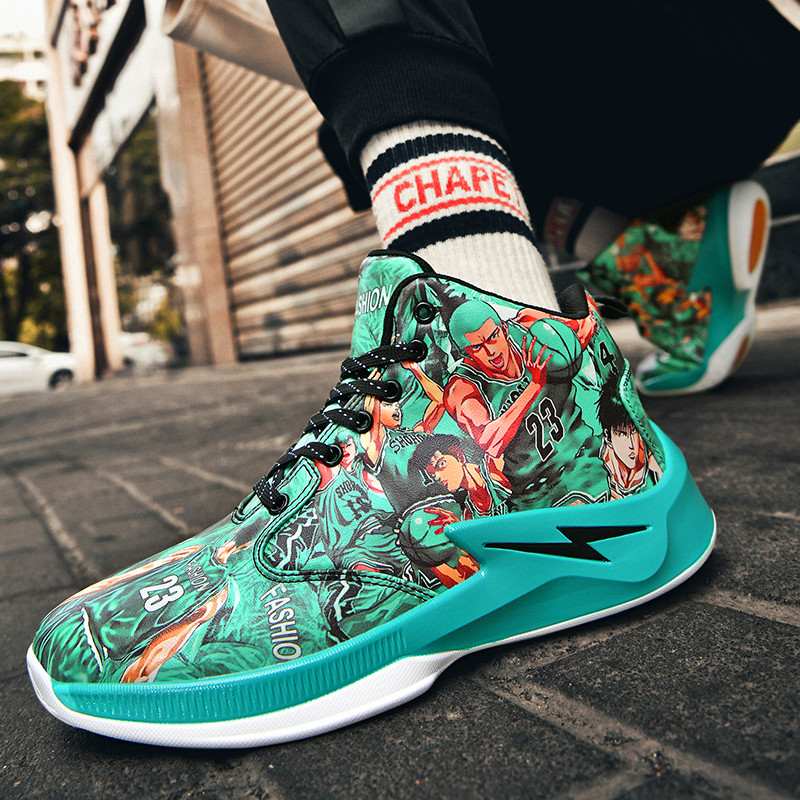 Cartoon platform anti-skid basketball shoes fashion high-top sports shoes men's outdoor training shoes