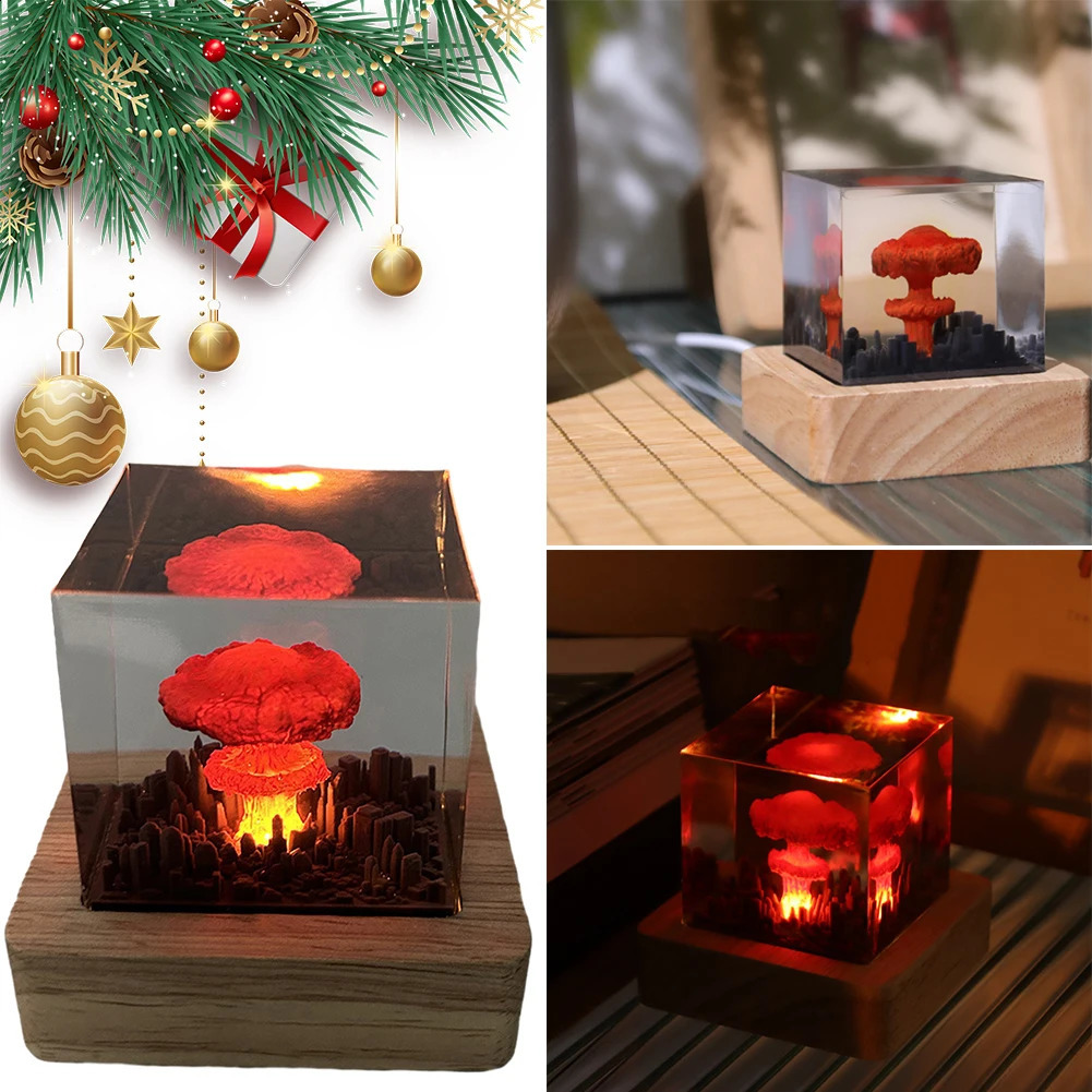 Nuclear explosion bomb mushroom cloud lamp 3D resin night light used for courtyard living room decoration Christmas gift LED 240919