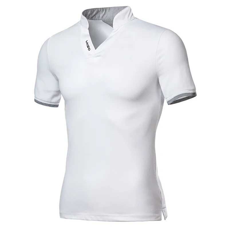 2023 New Fashion Brand Polo Shirt Mens Summer Mandarin Collar Slim Fit Solid Color Button Breathable Polos Casual Men t ShirtX240920