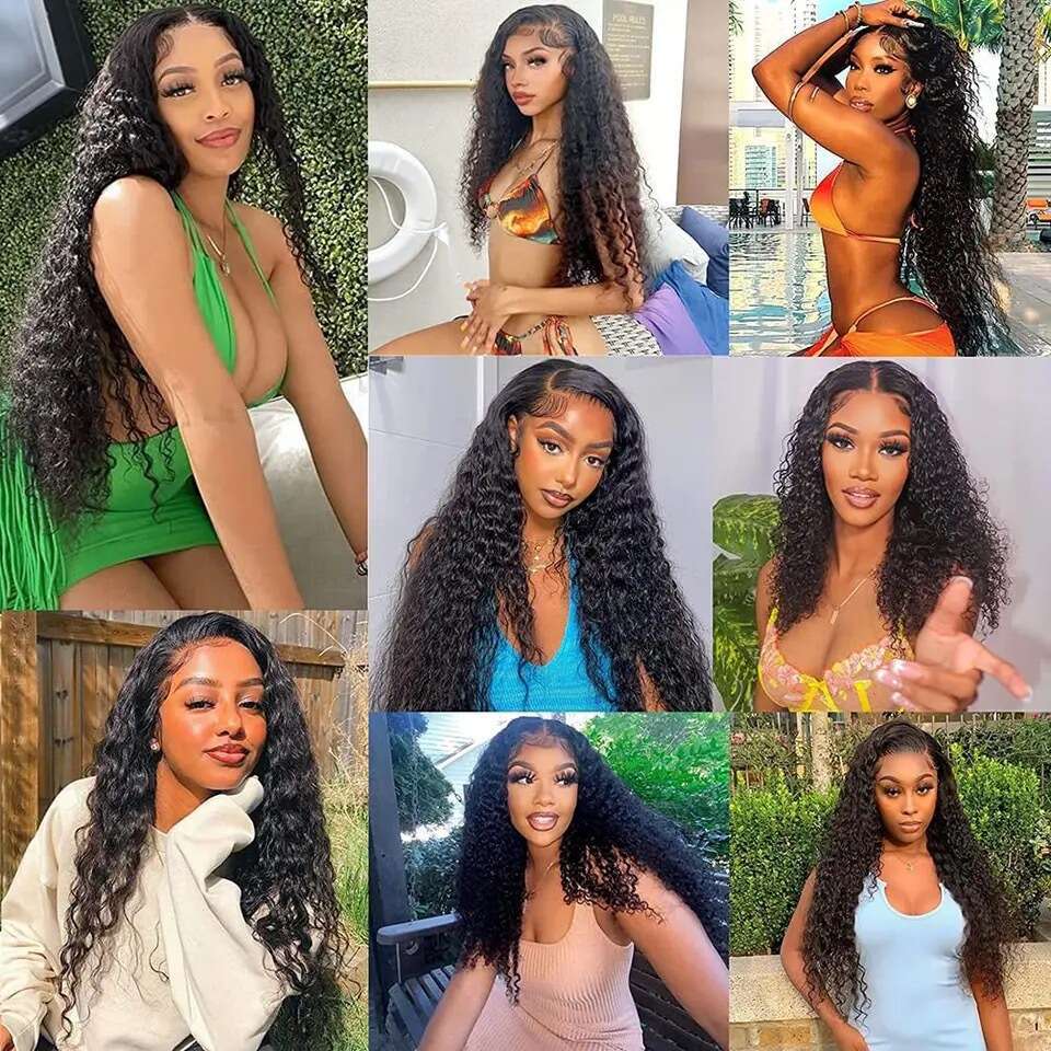 13 * 4 front new product small loose deep wave long roll lace wig headband