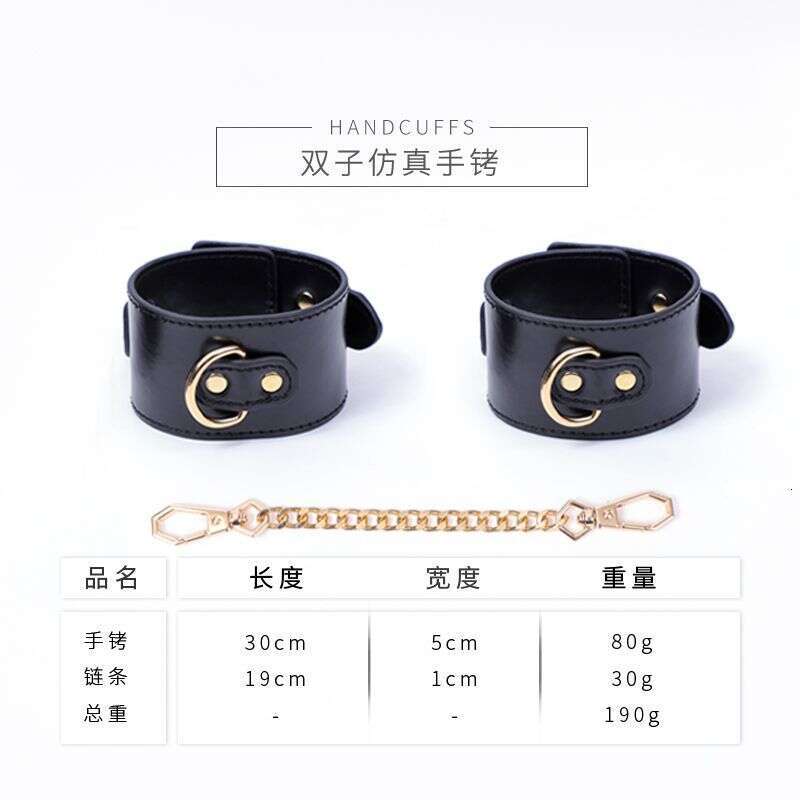 Customized SM props for foreign trade, bound handcuffs, black PU leather simulation, fun handcuffs, alternative adult products