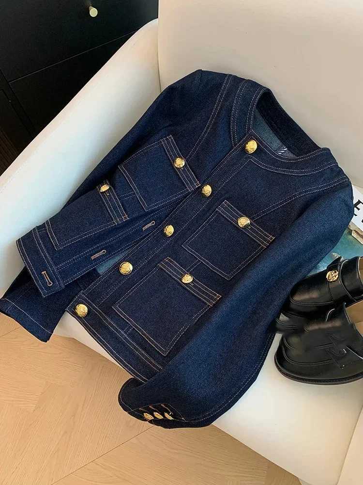 Syiwidii Blue Denim Jacket Women Autumn Classic Style Short Coat 2024 New Korean Fashion Pockets O-Neck Female Loose JacketsX240920
