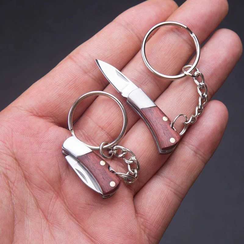 Mini Folding Knife Pendant Keychains Outdoor Hiking Camping Portable Penknife Keyrings Peel Fruit Tools Small Gifts SouvenirX240919