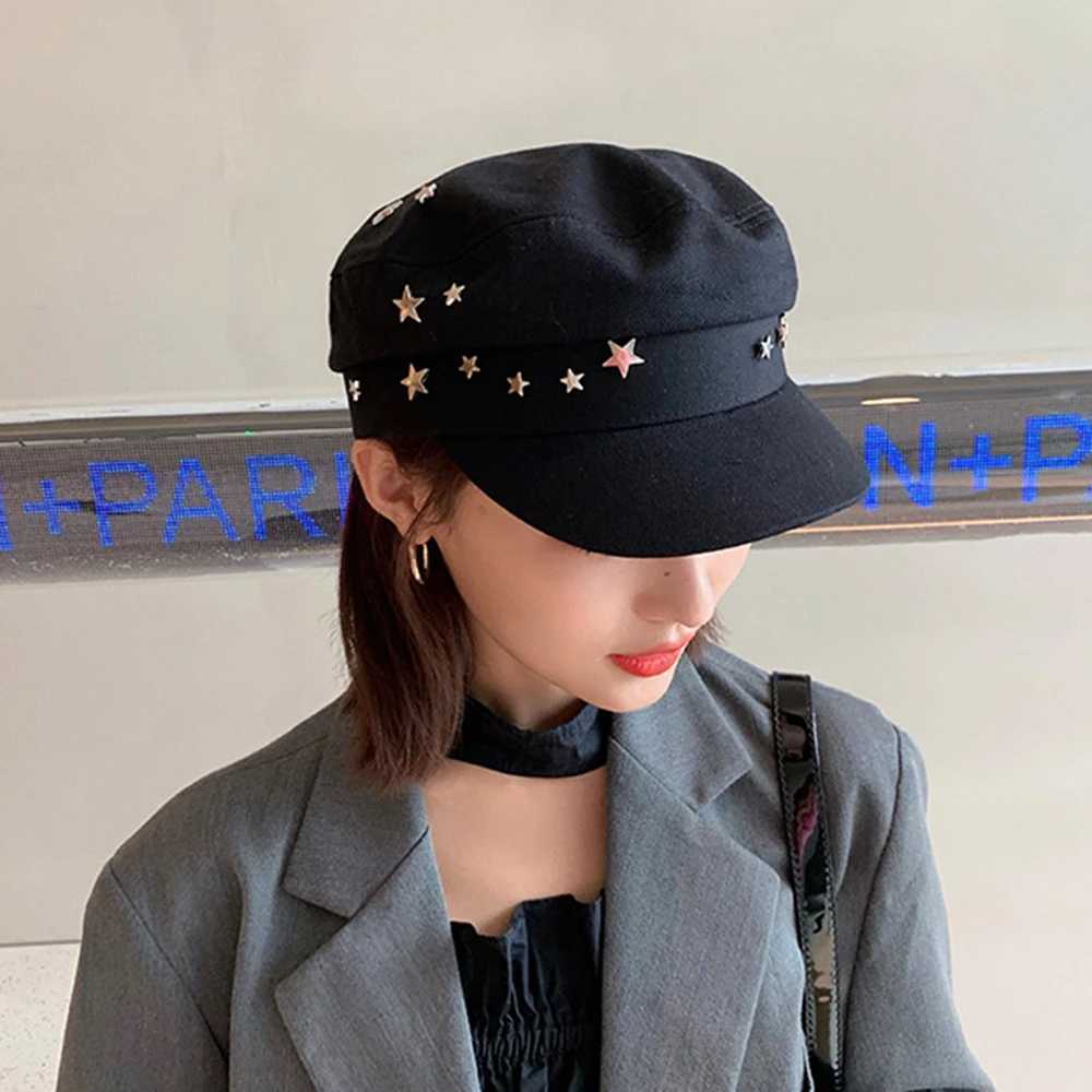 Womens British Stars Berets Retro Casquette Vintage Navy Style Artist Caps Fashion Lady Newsboy Hats Stars Cap Newspaper BeretsX240919