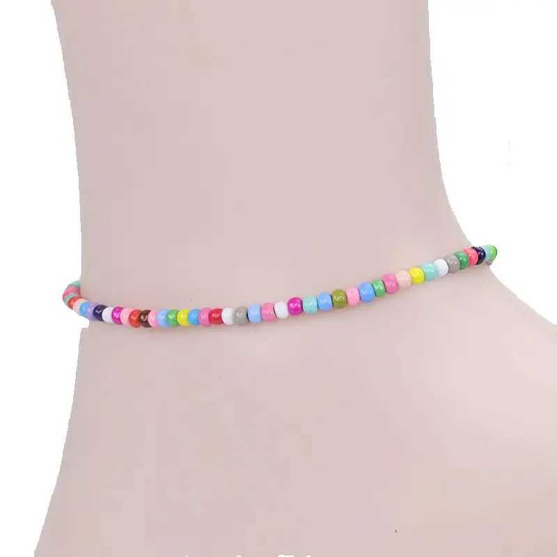 Boho Women Glass Beads Woven Anklet Beaded Bracelet On The Leg Beach Barefoot Foot Jewelry Handmade Rope Thread Weaving Braid Y240920