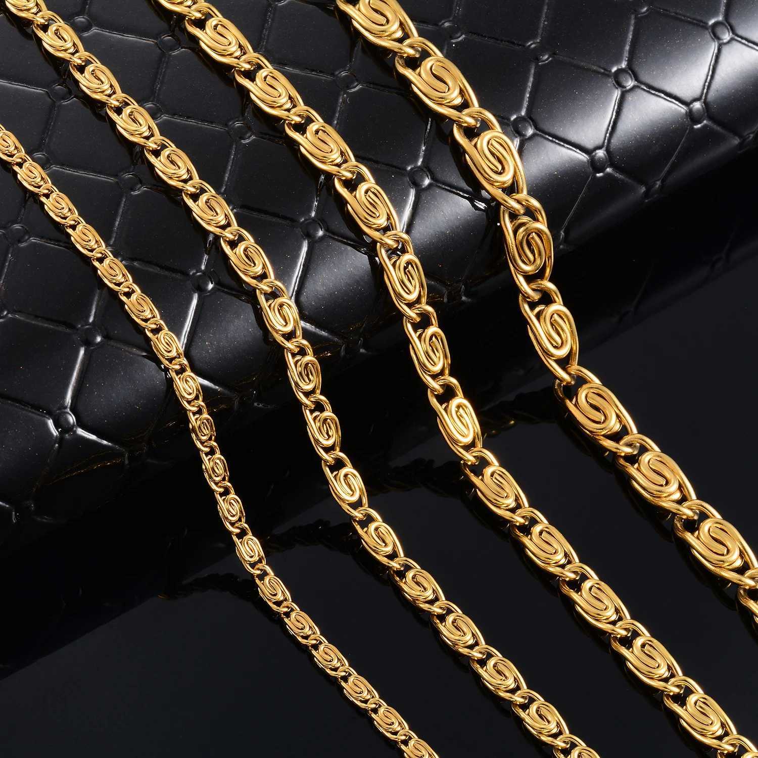 Yadreva Handmade Unwelded Gold Color Marine Necklace Figaro Stainless Steel Chain Fashion Jewelry FindingsX240919