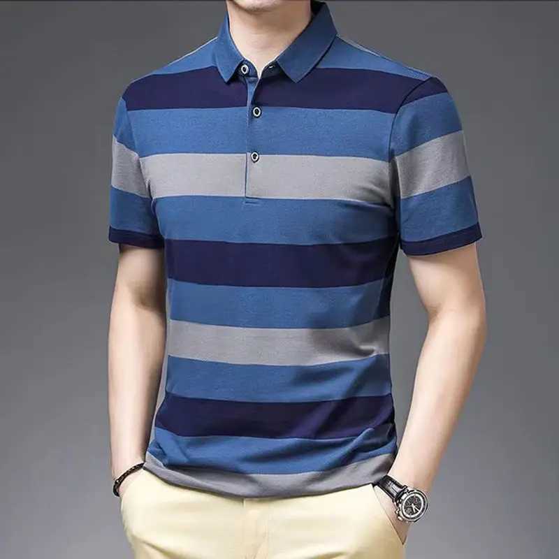 Koreon Fashion Men Striped Polo Shirt Summer Short Sleeve Streetwear Basic Male Clothes Tee Shirt Business Casual New Loose TopsX240920