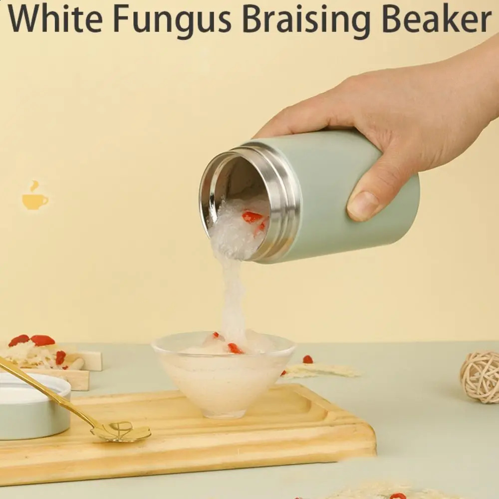 Cute Portable Insulation Cup Stainless Steel Mini Pocket Braising Beaker White Fungus 260ML Insulated Lunch Box Student Worker y240918