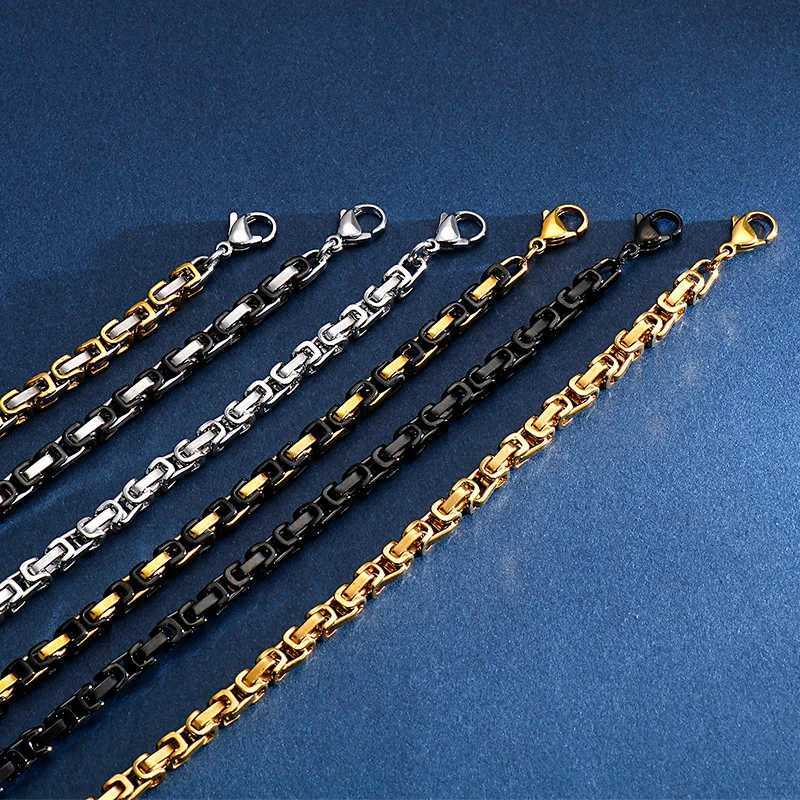 4/6/8mm Width Royal Box Chain Necklace For Men Male Stainless Steel Long Necklace Personalise Jewelry Boyfriend GiftX240919