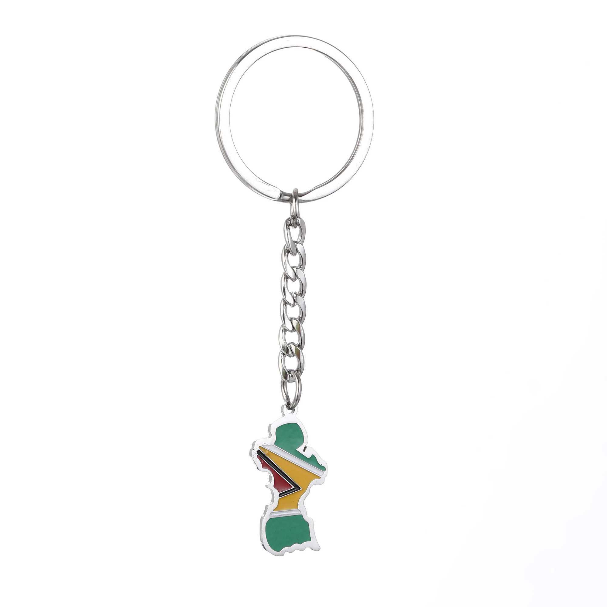 Stainless Steel Guyana Map Flag Keychain Women Girls Guayana Jewelry Republic of GuyanaX240919