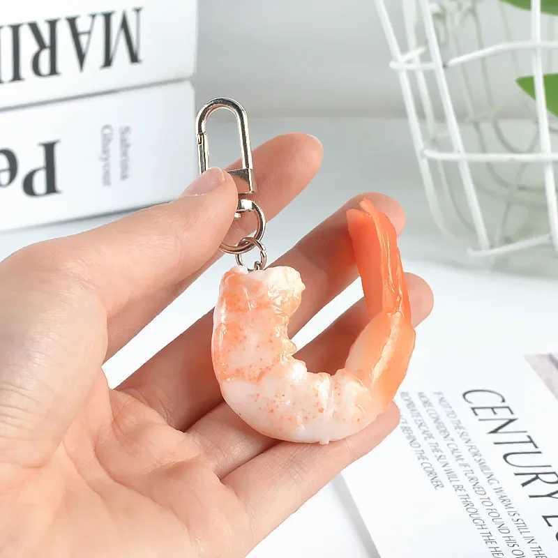 Silicone Simulation Shrimp Food Keychains Keyring for Women Men Gift Statement Unique Creative Bag Car Key Airpods Box JewelryX240919