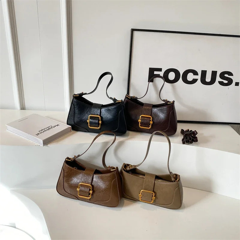 LEFTSIDE Small Belt Buckle Womens Shoulder Bag Fashion Trend er Cross Body Bag Lower Arm Bag Handbag 240918