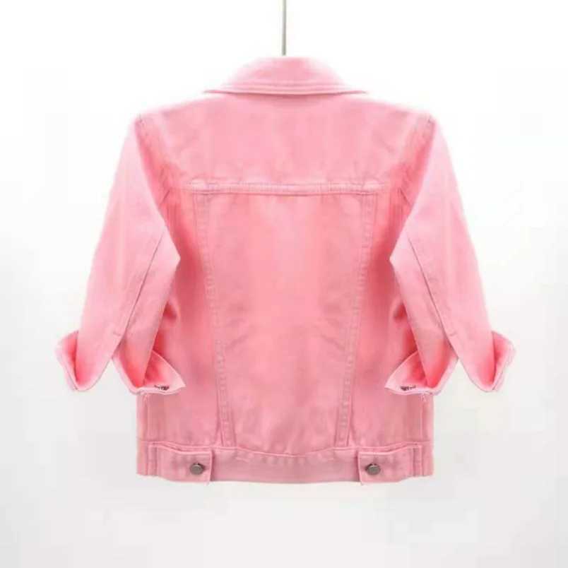 Women Denim Jacket Spring Autumn Short Coat Pink Jean Jackets Casual Tops Purple Yellow Purple Blue Loose Tops Lady OuterwearX240920