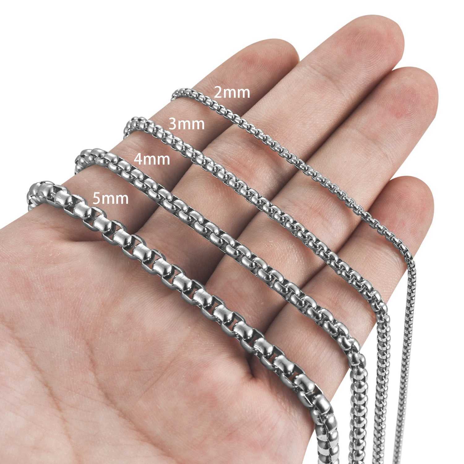 2/3/4/5mm Mens Jewelry Accessories Box Chain Stainless Steel Necklace Choker for DIY Pendant Women Gift StatementX240919