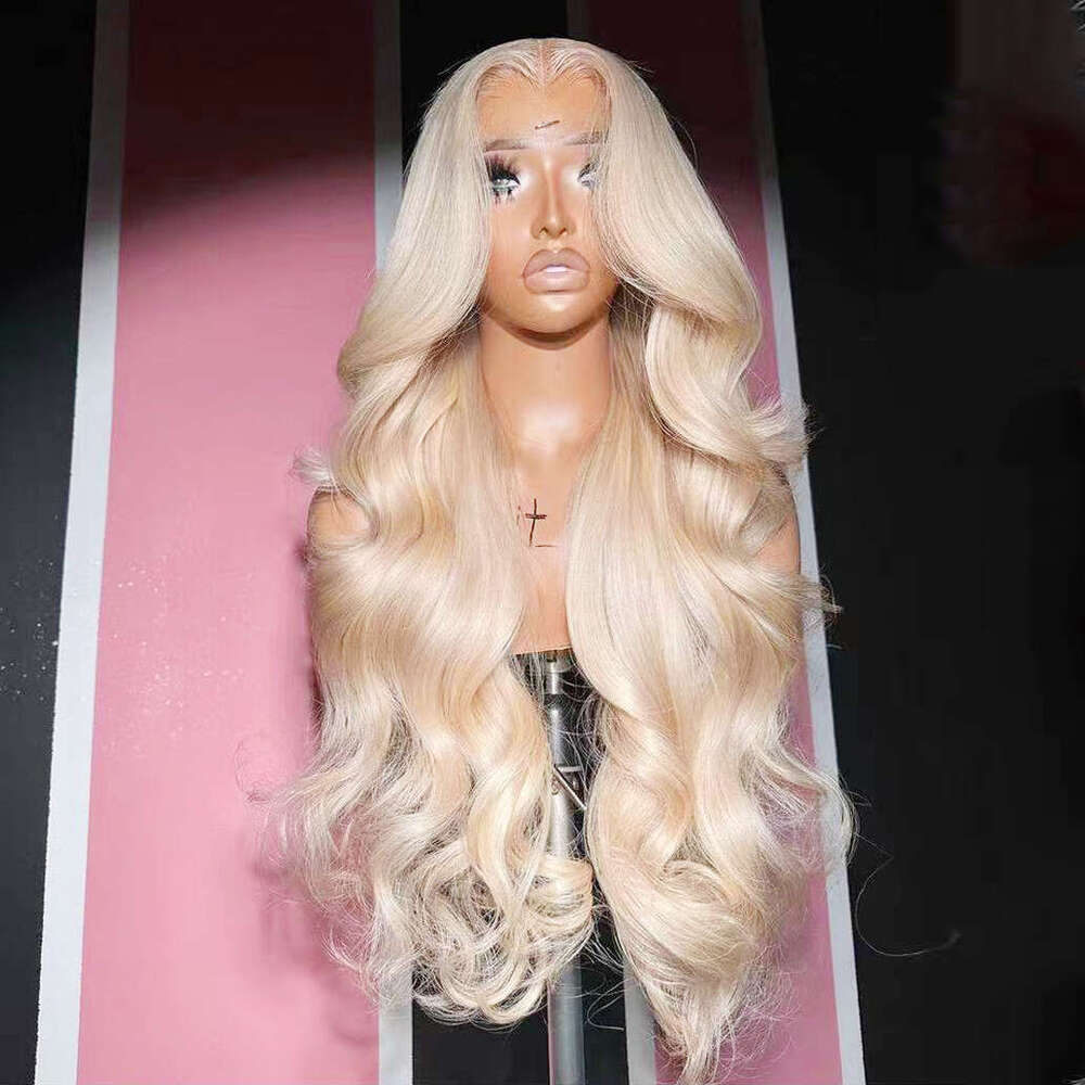 Blonde Lace Front Wig Long Body Wave Synthetic Hair Daily Use Platinum Wigs Heat Resistant Cosplay Party Drag Queen