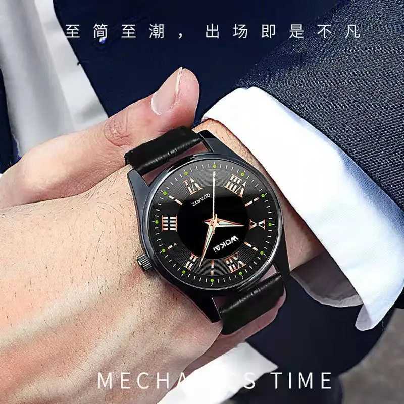 WOKAI high quality Mens Belt Quartz Blue Light Watch Mens Business Sport Waterproof glow-in-the-dark Roman vintage clockX240920
