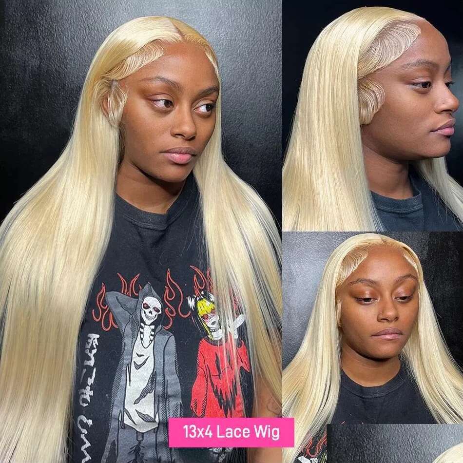 13x6 transparent 30 40 inch 613 honey blonde straight 250 density 13x4 lace front human hair wigs brazilian for women