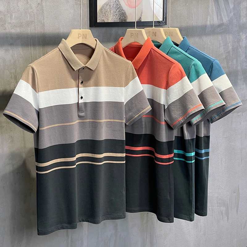 Top 95% Cotton New Brand Designer Polo Shirt Man Summer Stripe Regular Short Sleeve Business Casual Top Fashion Clothing Man2024XJ240920