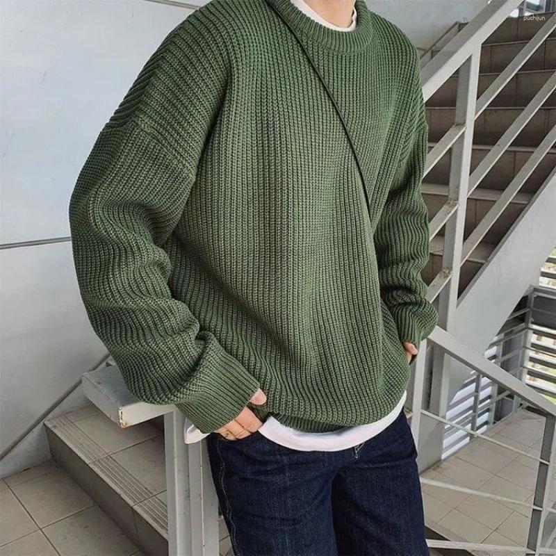 Men's Sweaters Korean Fashion Men Autumn Solid Color Wool Slim Fit Street Wear Mens Clothes Knitted Sweater Pullovers