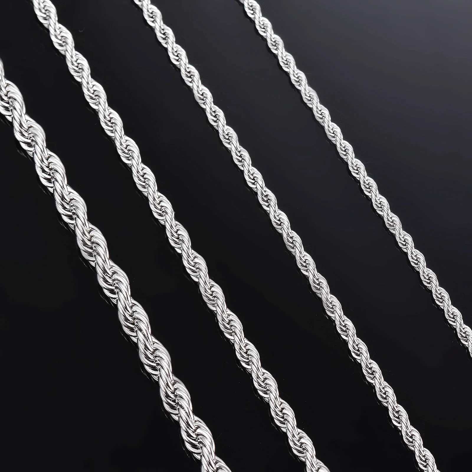 1 piece 925 sterling silver Width 2mm/3mm/4mm Rope Chain Necklace/Bracelet For Men Women Man Fashion Chain NecklaceXJ241123