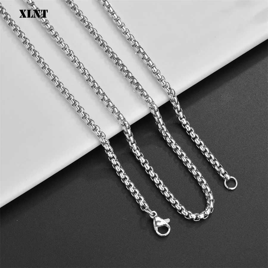 XLNT 2MM 2.5MM 3MM Box Chains Stainless Steel Necklace DIY Long Necklaces Jewelry for Women Men Statement 45CM-75CMX240919