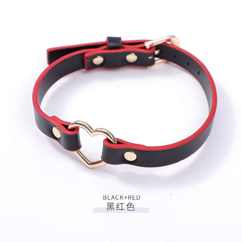 SM Props Maid Training Sex Traction Neck Set Black and Red Love Hanging Ring Sex Collar Alternative Adult Products