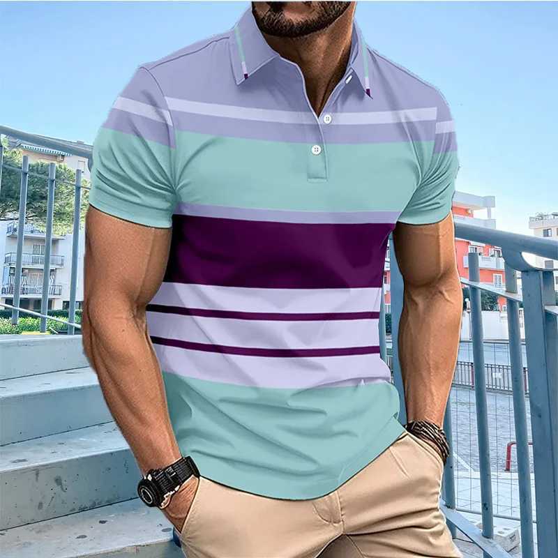 Mens summer short sleeved striped polo shirt mens casual breathable polo shirt top.X240920