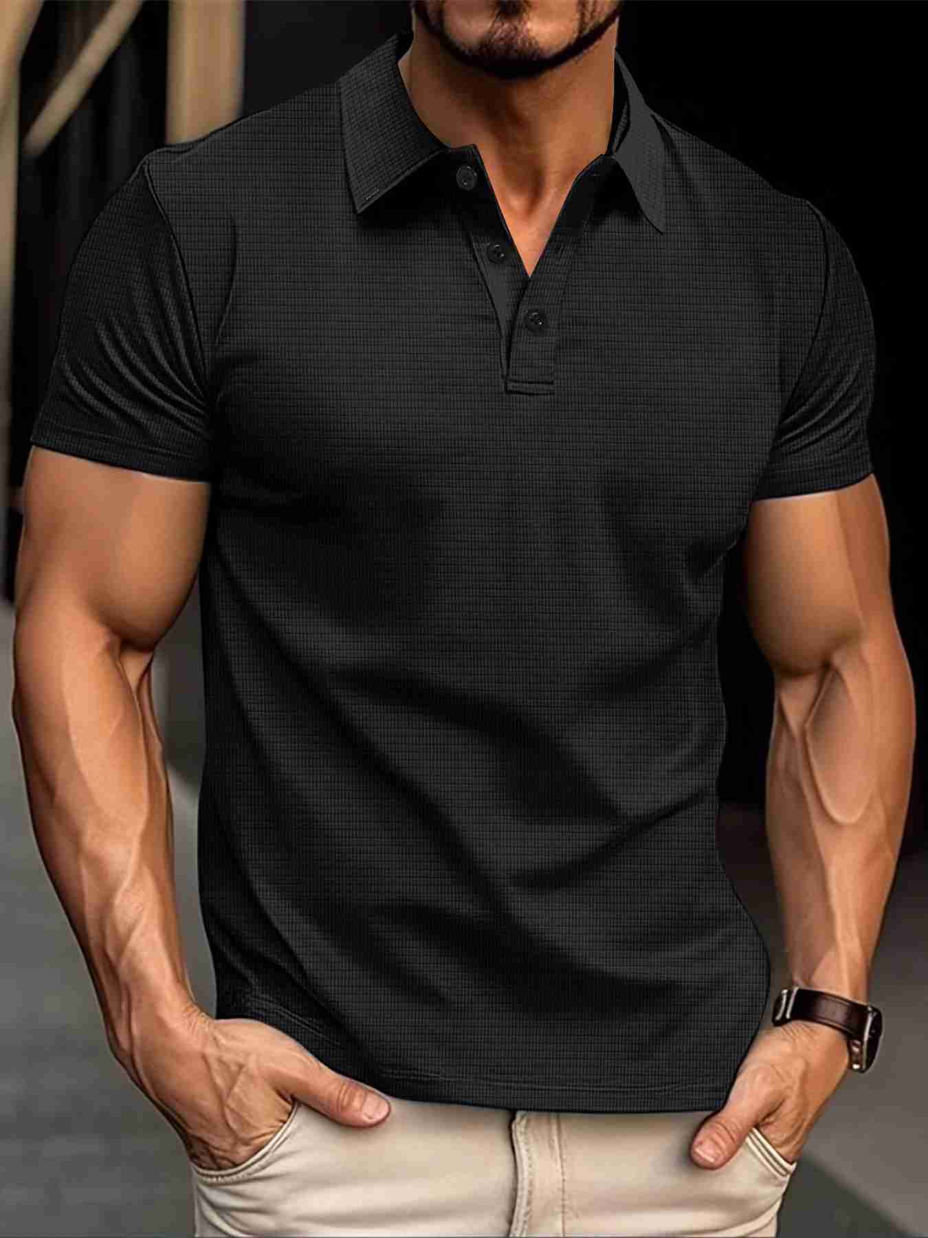 New mens short sleeve T-shirt summer solid color lapel polo shirt men breathable street clothing POPL shirtXJ240920