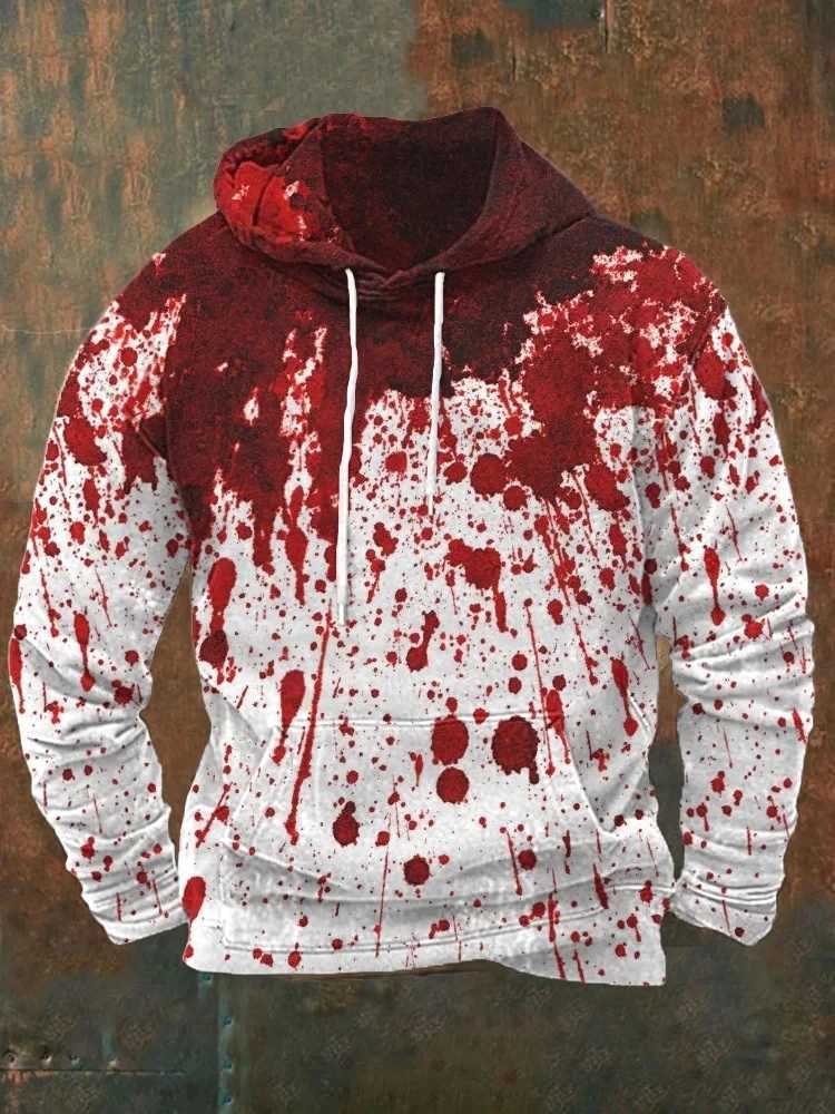 Mens Halloween Bloody Graphic Hoodies Casual Long Sleeve Plus Size Pullover Hoodies For Men Women Sport Sweatshirt Clothes Y240920