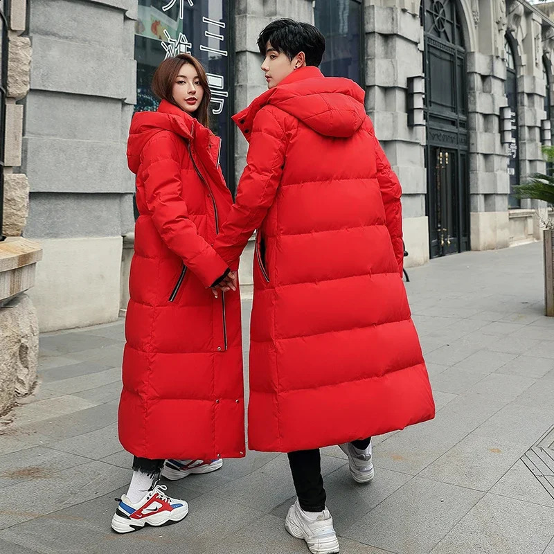 Coed Winter Cold resistant Down Jacket -30 High Quality Mens Women X-LongWinter Warm Fashion Red Parkas S-5XL 240911