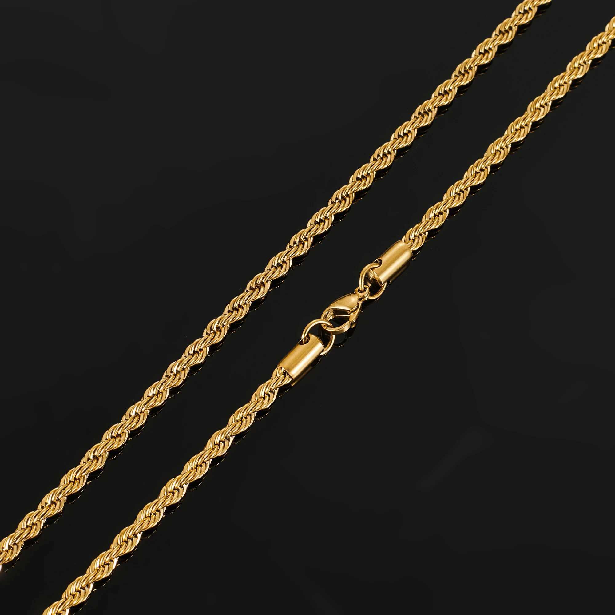 2/3/4/5/6mm Rope Chain Necklace Stainless Steel Men Women Never Fade Choker Jewelry Accessories Gold Color Plated Chains GiftX240919