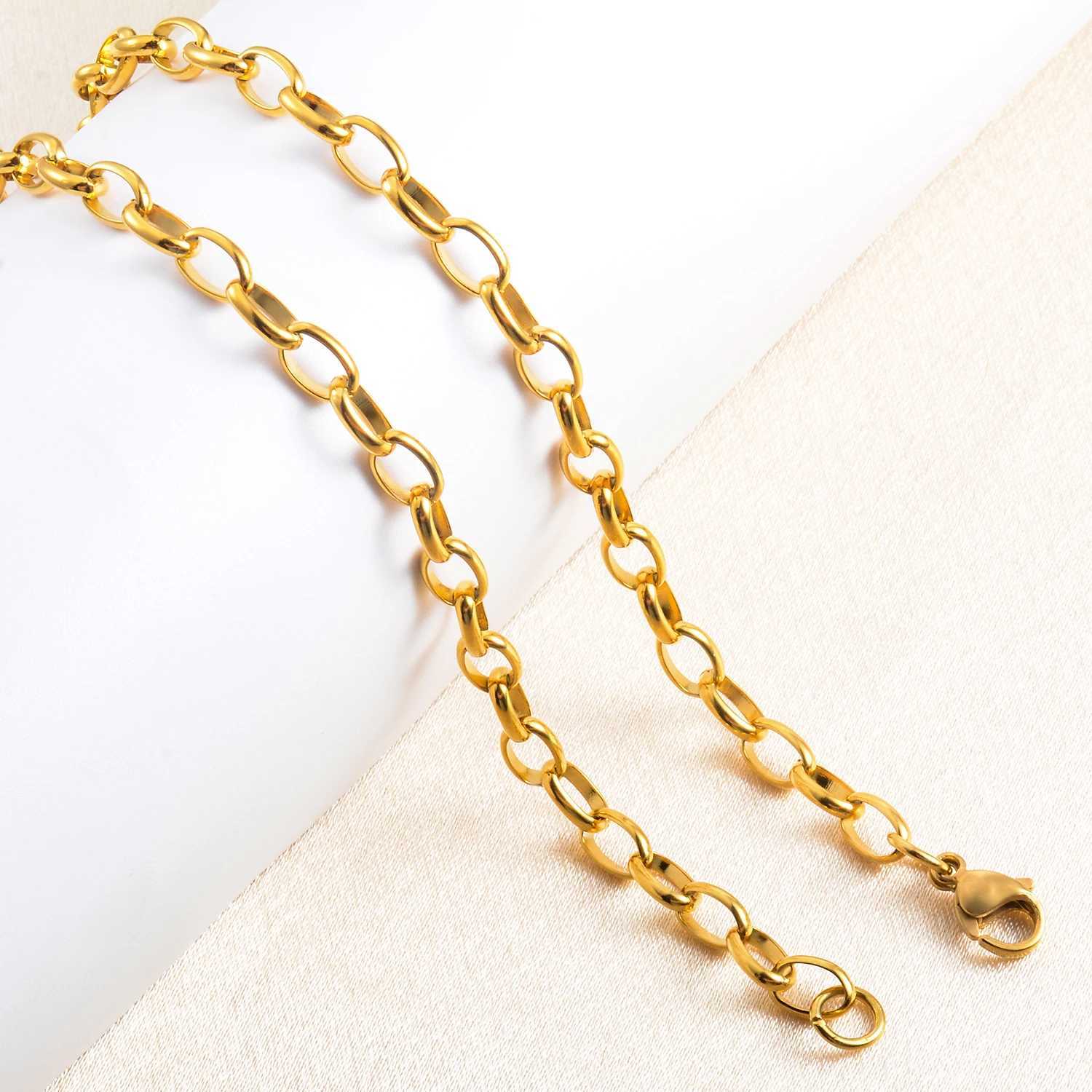 Stainless Steel Oval Unique Choker O Link Chain Long Necklace Gold Color Hip Hop For Women Mens Jewelry Gift Can Be CustomizedX240919