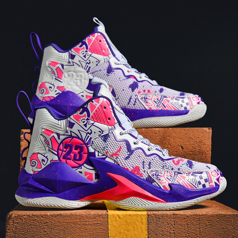Youth fashion cushioning basketball shoes breathable mesh comfortable non-slip wear-resistant sneaker training shoes