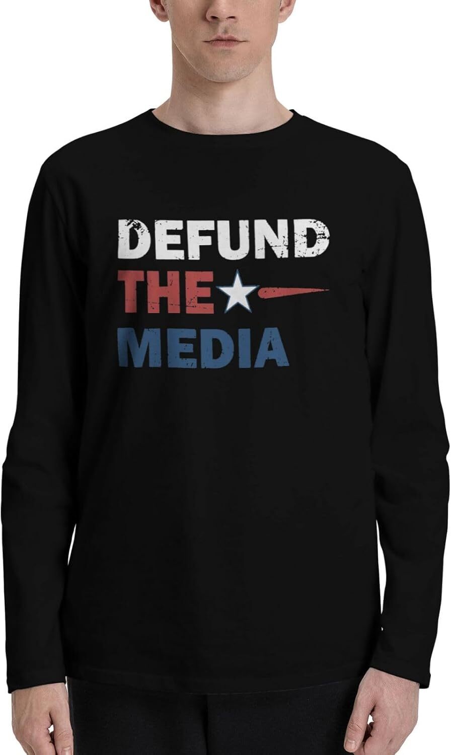 Defund The Media Store 9 Men's Long Sleeve T-shirt 100% Cotton Tee