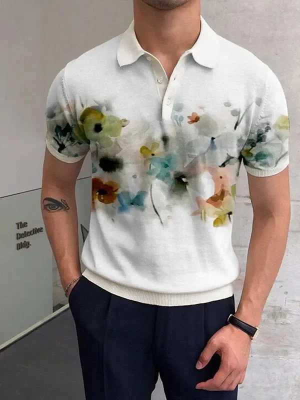 Beautiful Flowers 3D Printed Summer Mens Button Down Collar Polo Shirts Casual Tops Oversized Short Sleeve Trend Men ClothingX240920