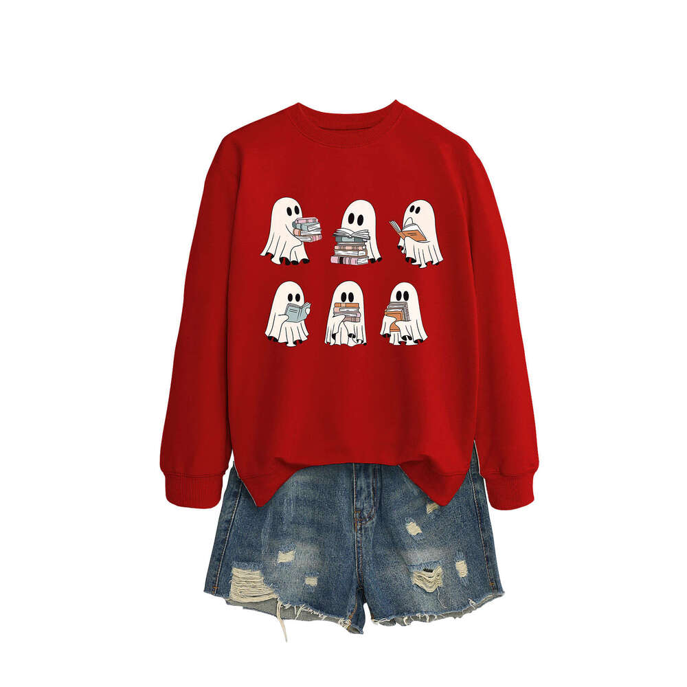 Hallowmas Casual Round Neck Hoodie Ghost Comfortable Reading New Long Sleeved Top Jackets Womens Winter Jacket Women Jacket Coatwomen Autumn Dress Wom