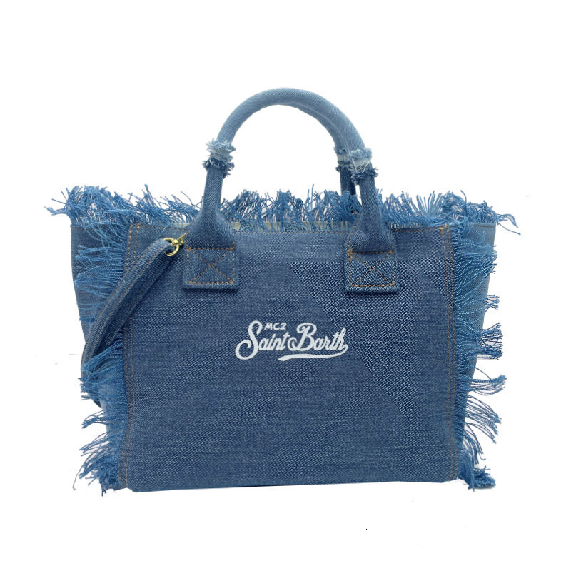 New Women's Travel Messenger Bag, Solid Denim, Small Size Handmade Tassel Handbag, Tote Bag