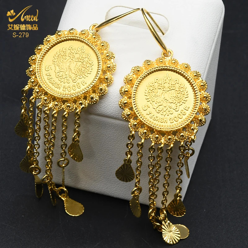 ANIID Dubai Gold Color Coin Necklace Bracelet Jewelry Sets For Women African Ethiopian Bridal Wedding Jewellery Gifts 240911