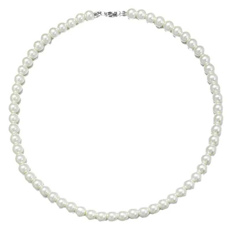 Boho Trendy Hip Hop Imitation Pearl Chokers Necklace for Men Women Exquisite Beaded Neck Chain Male Wedding Street Party JewelryX240919