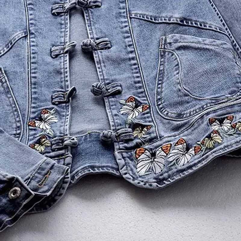 Women Jeans Jacket 2022 New Spring Autumn Clothing Embroidered Short Denim Jackets Female Basic Coat Long Sleeve OuterwearX240920
