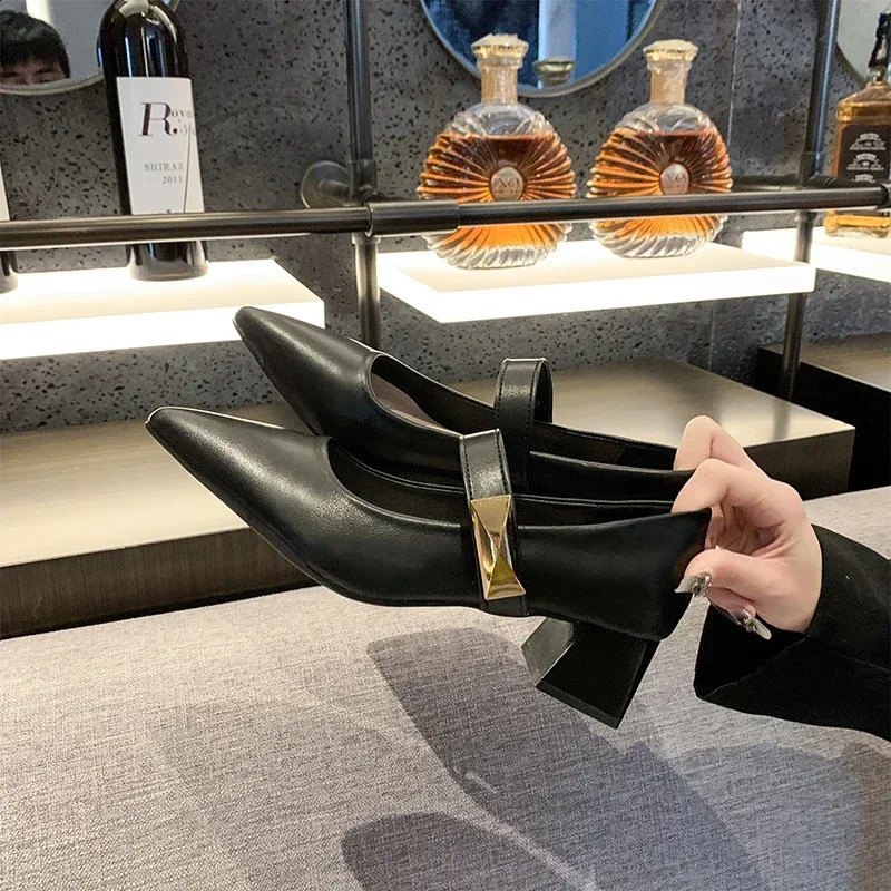 Solid Square Toe Womens Rubber Pump 2024 Summer Med Heel Womens Shoes Casual Shallow Square Sole Pump Zapatos 240919