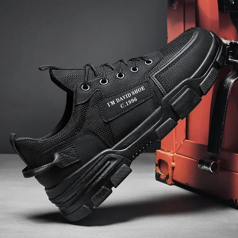 Spring and Autumn Fashion Slow Walking Shoes for Men, Comfortable and Durable Black Casual Sports Shoes
