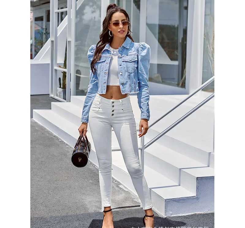 Woman Denim Jacket Autumn Blue Cowgirl Pockets Casual Streetweer Fashion Office Ladies Short Winter Jacket Women Coats FemaleX240920