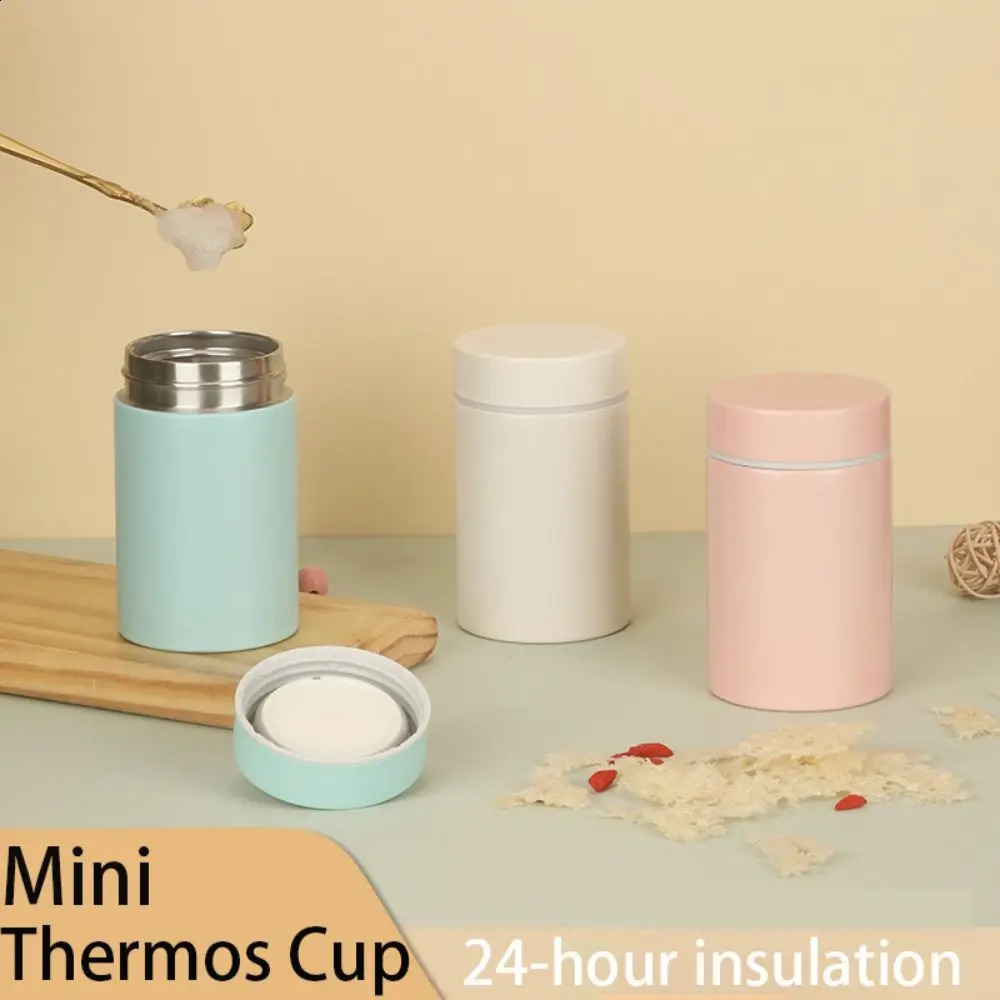 Cute Portable Insulation Cup Stainless Steel Mini Pocket Braising Beaker White Fungus 260ML Insulated Lunch Box Student Worker y240918