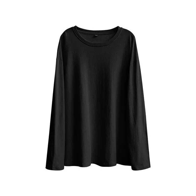 White Long Sleeve Loose-fit Casual T-shirt For Men Spring Autumn Trendy Hong Kong Korean Style Versatile Solid Color TopX240919