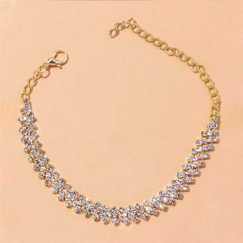 Shiny Cubic Zirconia Chain Anklets for Women Fashion Silver Color Ankle Bracelet Barefoot Sandals Foot Jewelry Anniversary Gift Y240920
