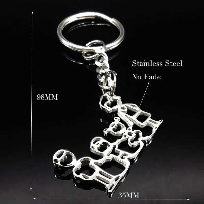 Family Boy Girl Mom Dad Gift Stainless Steel Key Ring Jewelry Silver Color Keychain Christmas Gifts llavero familia K346S01X240919