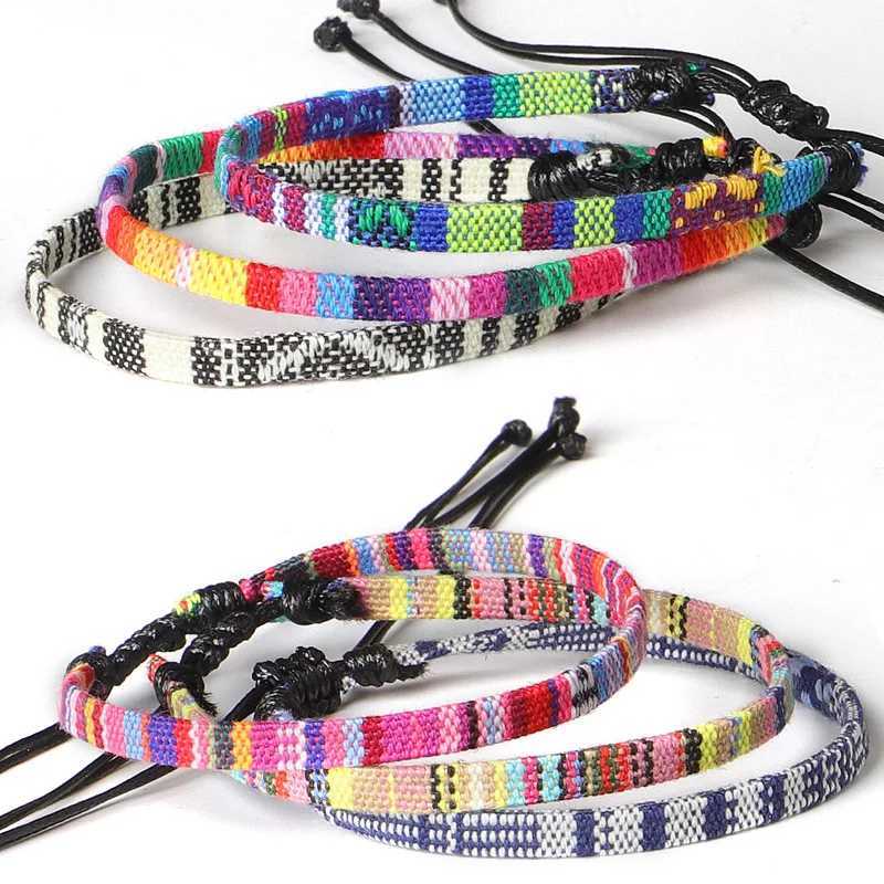 Bohemian Multicolor Handmade Friendship Adjustable Charm Anklet Women Ethnic Colorful Rope Chain Adjustable Anklet Party Gift Y240920