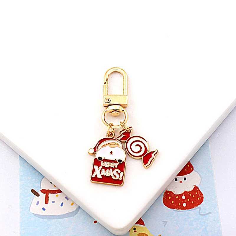 New Christmas Keychains For Women Men Enamel Xmas Tree Santa Claus Snowflake Keyrings Bag Car Key Chain Rings Charms GiftsX240919