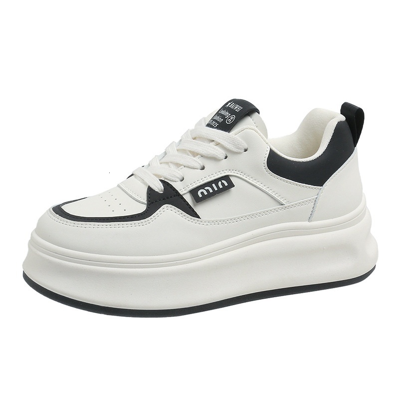 Sponge cake thick soled white women 2024, small height increasing single shoes for students, versatile casual board shoes, soft sole, lightweight